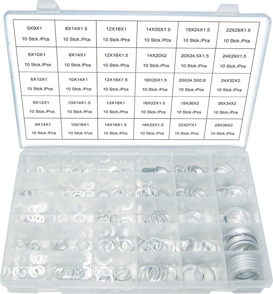 Alu Dichtring / Unterlegscheiben-Sortiment, O-Ring Aluminium Set 300-tlg. M5-M28