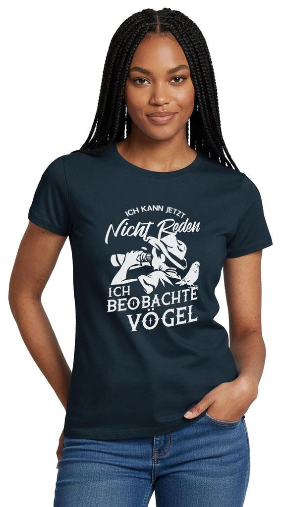 Spreadshirt Kann Nicht Reden Beobachte Vögel Bird Watching Frauen T-Shirt, S, Navy