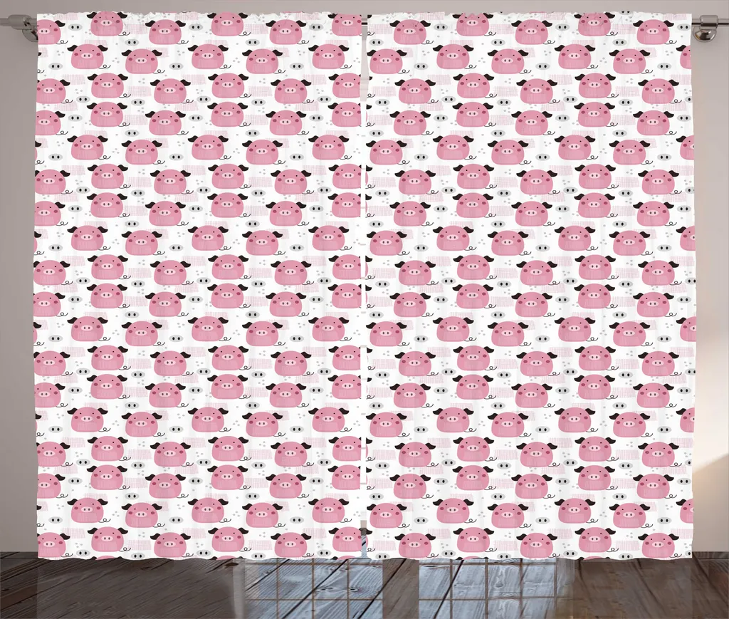 Rideau décoratif pour chambre d'enfant ou adulte 280x225 cm Gris Rose