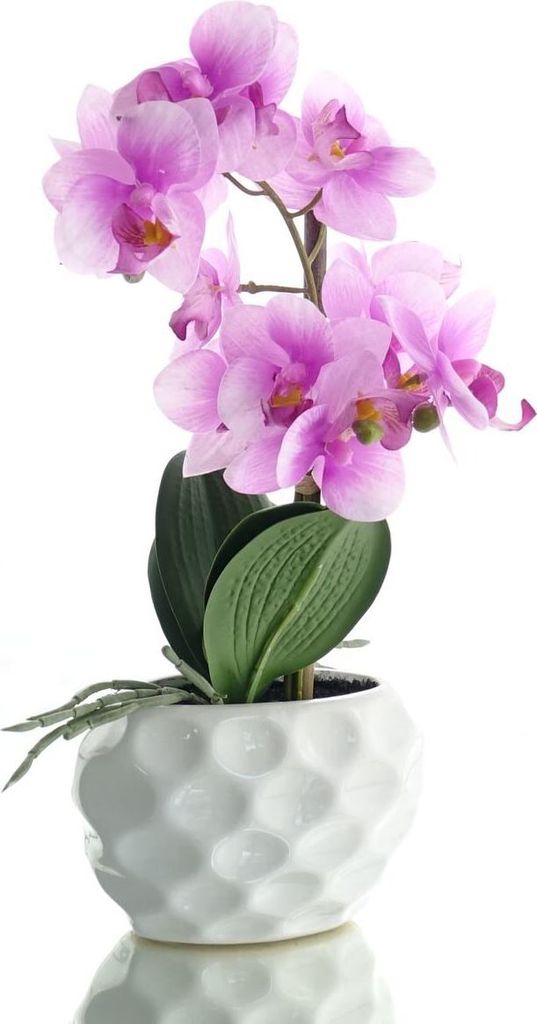 GASPER Orchidee Lila-Rosa im weißen Steinguttopf 33 cm - Kunstpflanzen