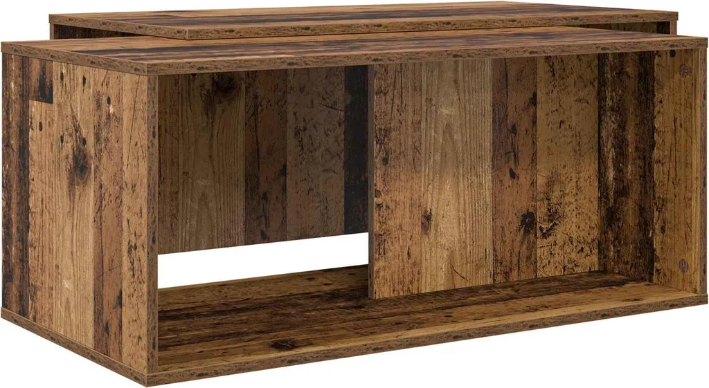 Set tavolino da caffè 2 pezzi legno riciclato materiale ligneo