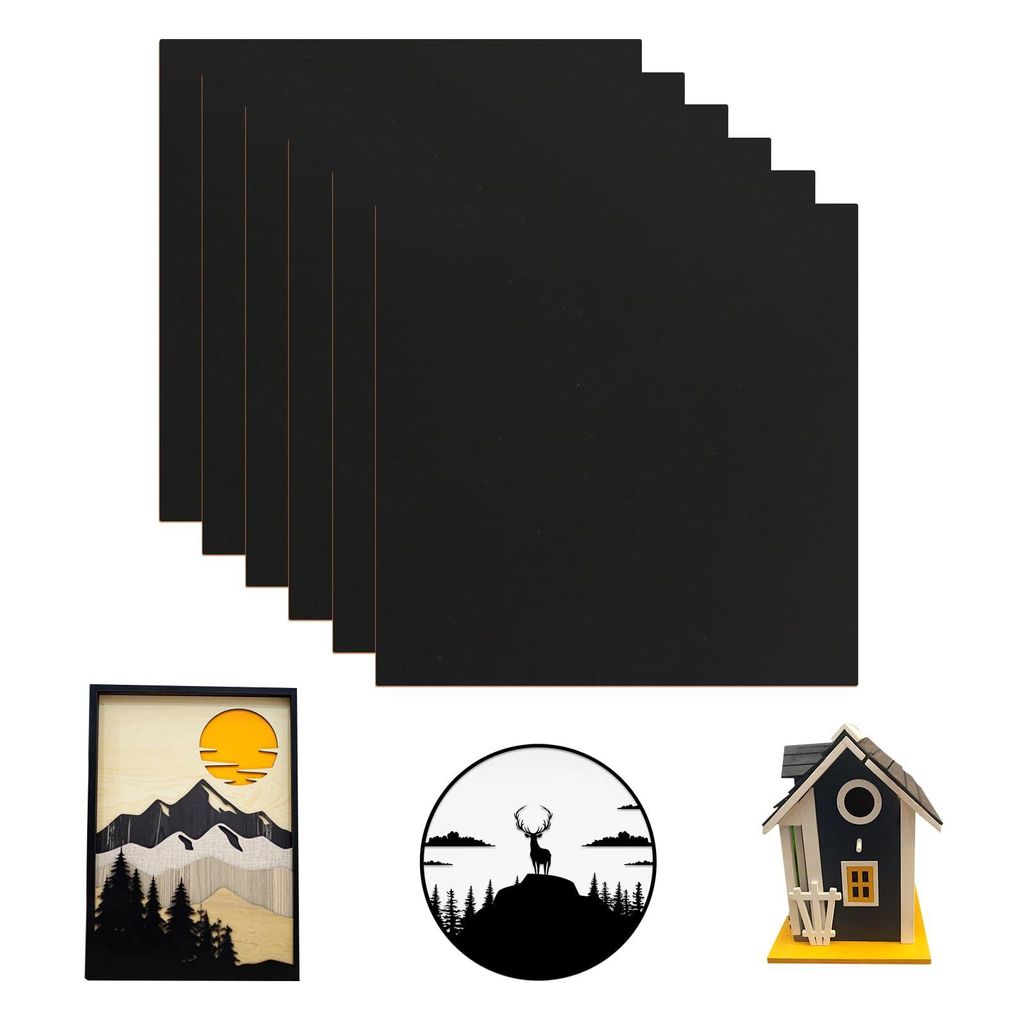ATOMSTACK Panneaux MDF 6 pièces : Planches colorées-noires, Image du produit 