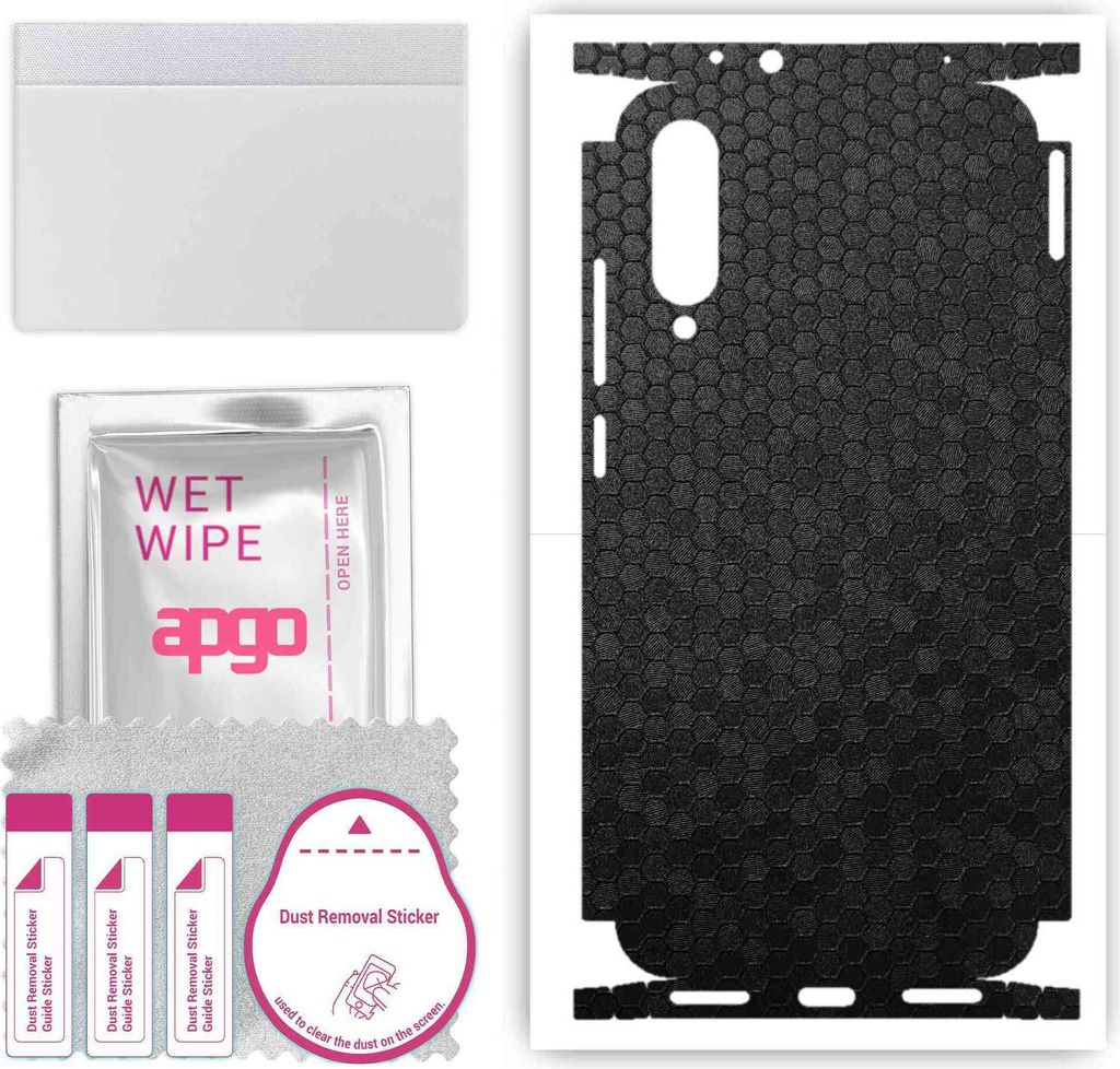 apgo Rückseite + Seiten Schutzfolie, Skin, kompatibel mit Xiaomi Mi A3, Hinten Displayschutzfolie aus Vinylfolie, kratzfest, einfache Montage - Sc...