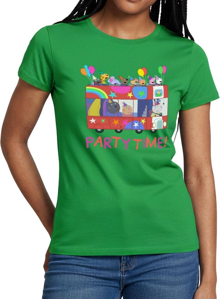 Spreadshirt Peppa Pig Design Party Time Mit Peppa Frauen T-Shirt, S, Kelly Green