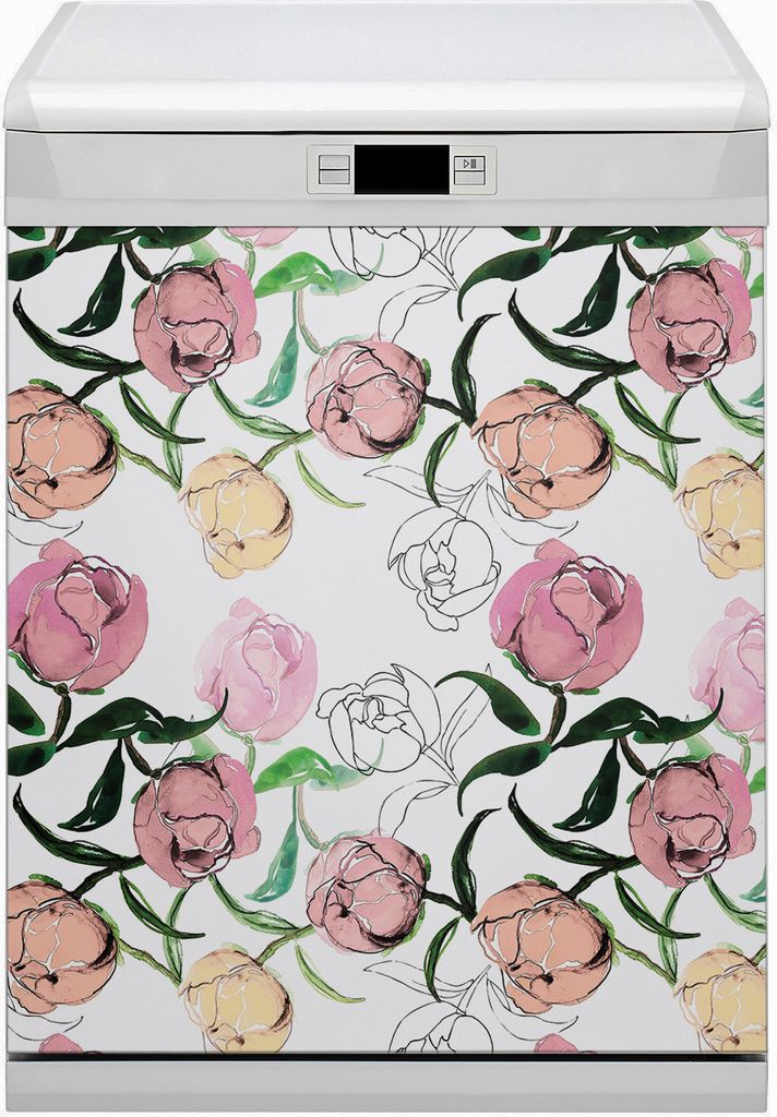 Magnet Folie für Geschirrspüler Magnete Geschirrspüle Magnet für Spülmaschine 60x70 cm Dekor - Pfingstrosen
