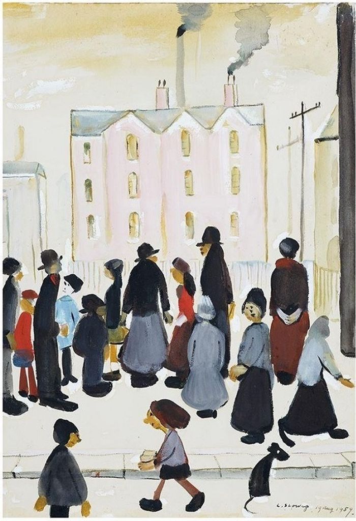 L.S. Lowry - bedruckt "Group Of People 1959" PM6174 (40 cm x 30 cm) (Bunt)