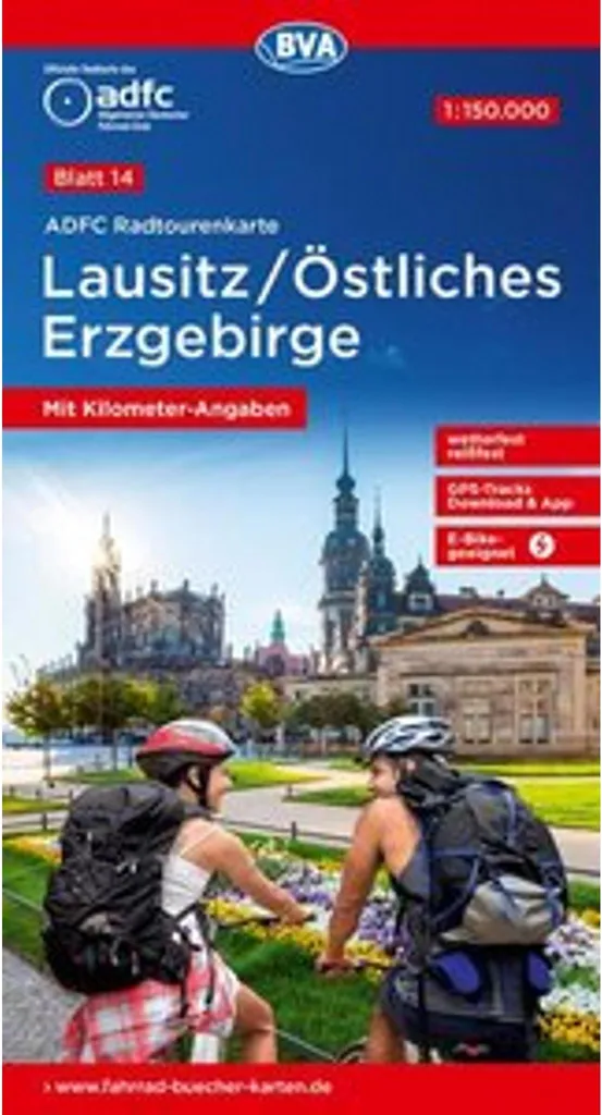 Carte de cyclotourisme ADFC Lausitz indéchirable pour vélo électrique