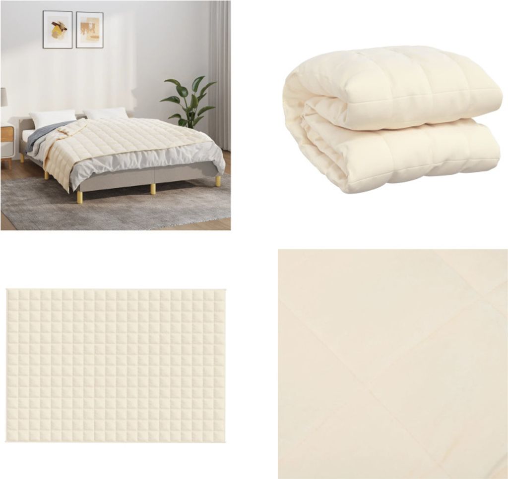 vidaXL Gewichtsdecke Hellcreme 138x200 cm 10 kg Stoff - Gewichtsdecke - Gewichtsdecken - Beschwerte Decke - Decke