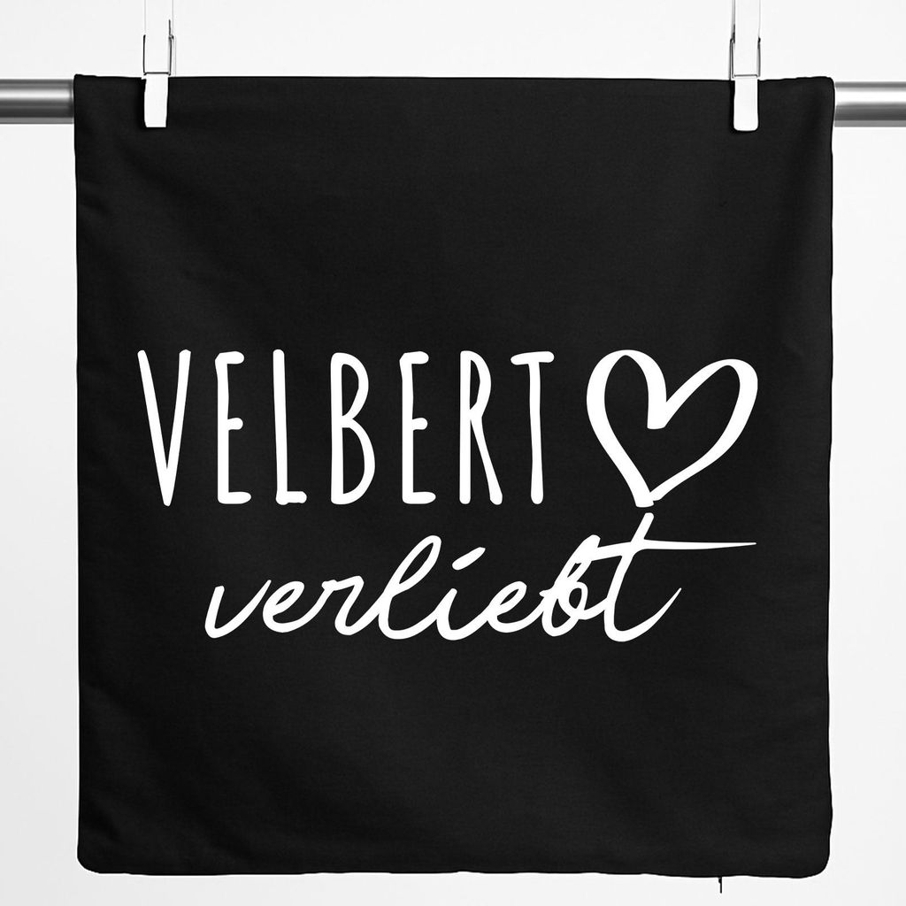 Huuraa Kissenbezug Velbert verliebt 40x40cm Black Baumwolle Dekokissenbezug Geschenkidee