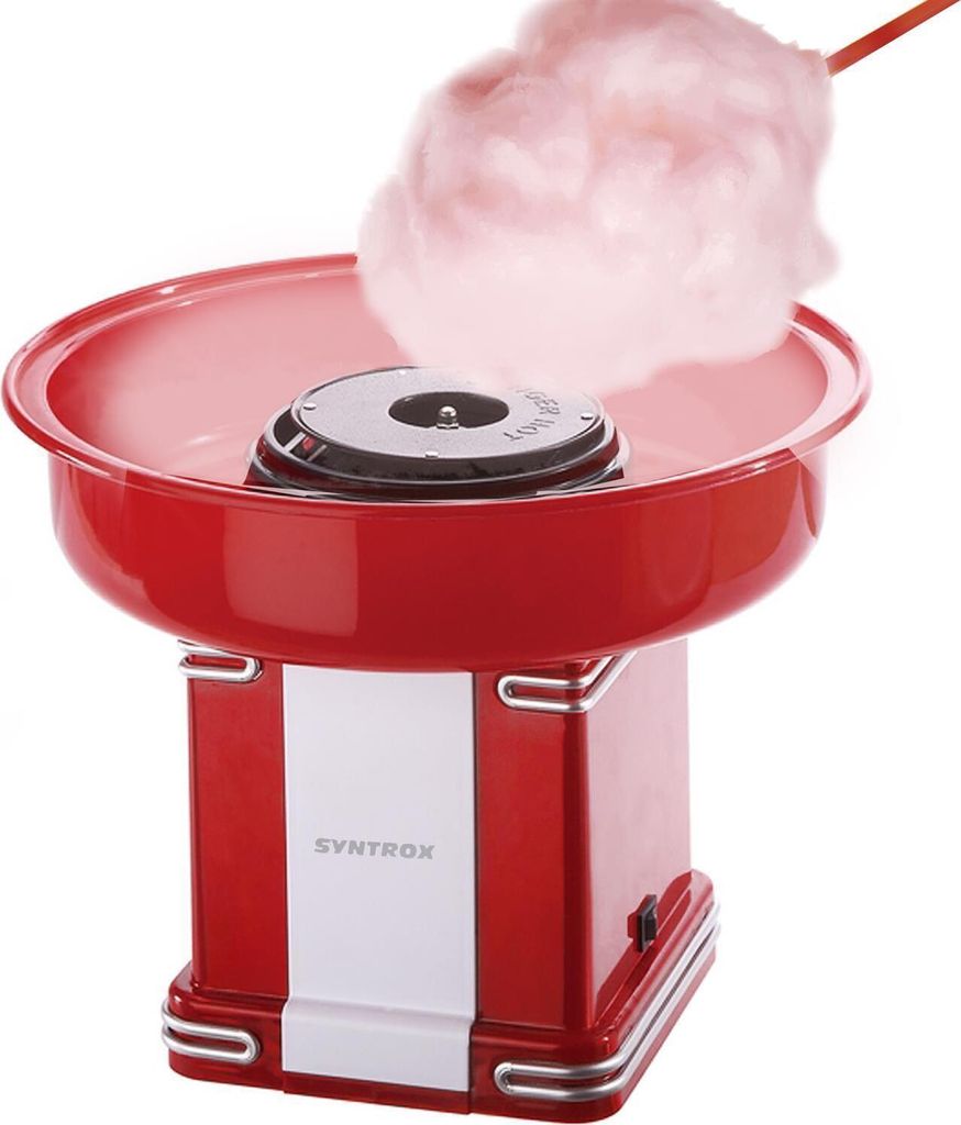 Syntrox Germany Zuckerwattemaschine Oregon 500W Candy Maker rot-weiß