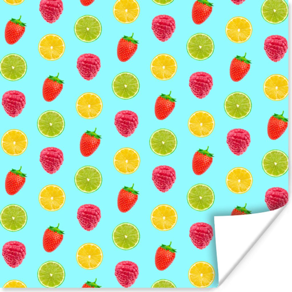 MuchoWow Poster Obst - Muster - Farbe 50x50 cm - Wohnzimmerdekoration
