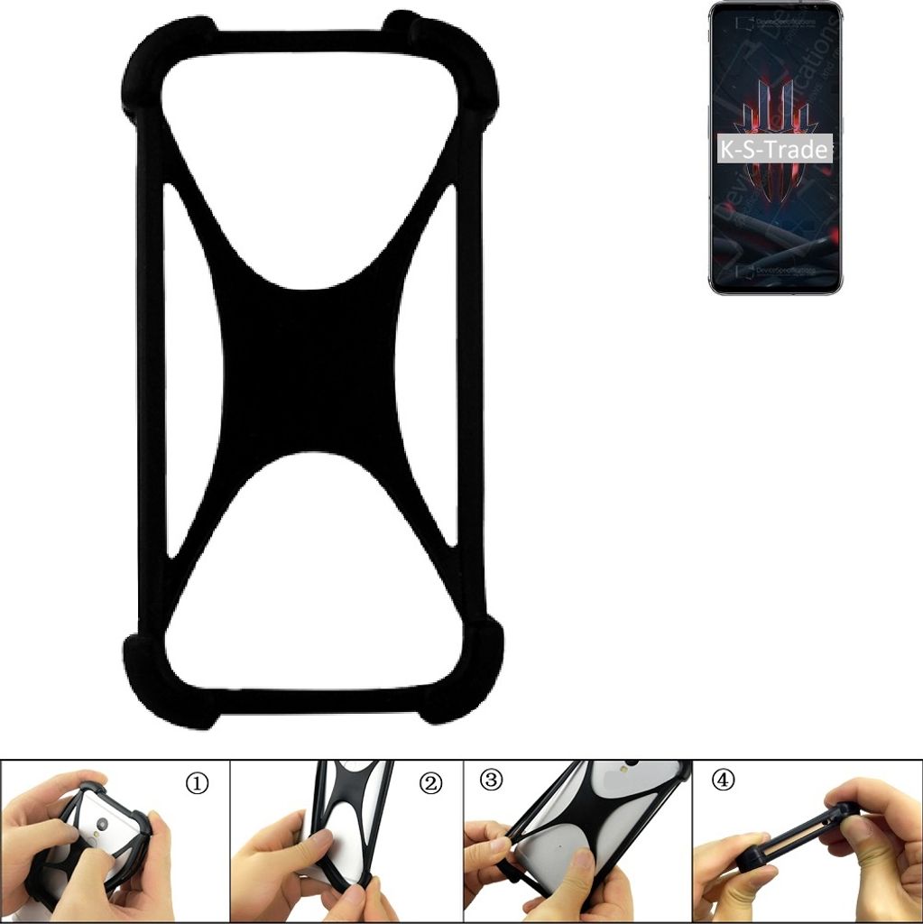 K-S-Trade Handy-Hülle Schutz-Hülle kompatibel mit nubia Red Magic 6S Pro Silikon Bumper TPU Softcase Smartphone Stoßschutz, schwarz