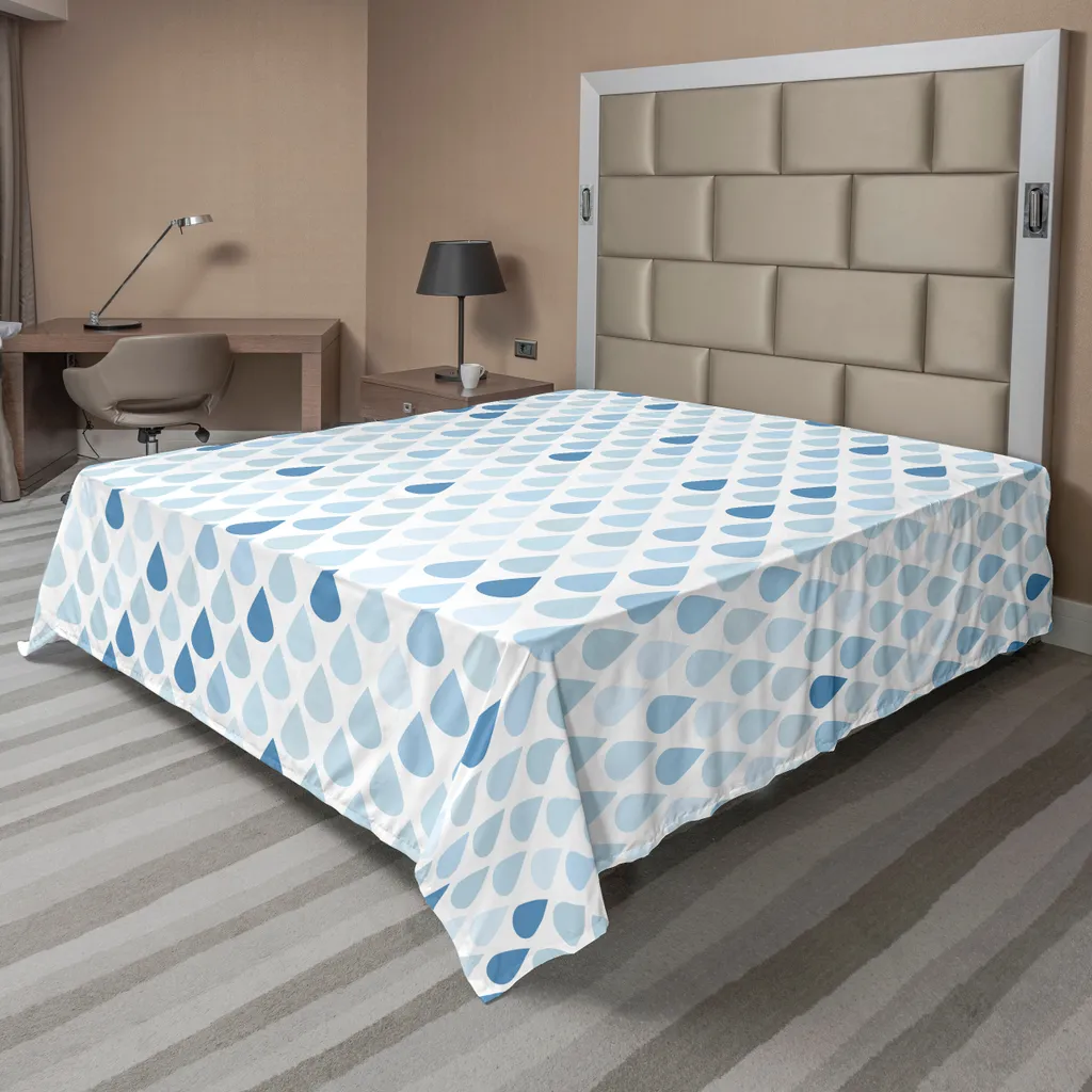 Drap de Lit Décoratif Motif Aquatique 260x228cm en Tissu Doux et Fluide