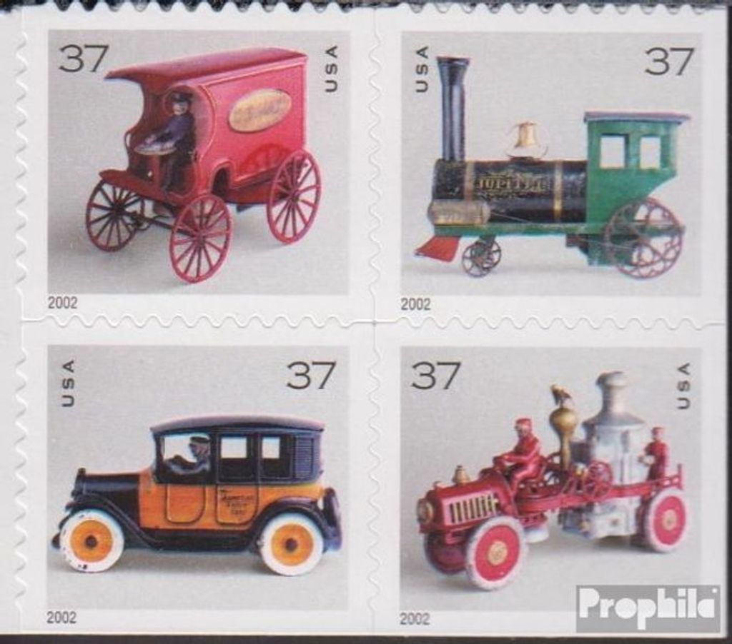 Briefmarken USA 2002 Mi 3619I-3622I Viererblock (kompl.Ausg.) postfrisch Altes Spielzeug