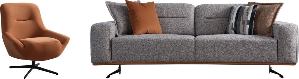 Villa Möbel Sofa Set Essenza Farbe: Grau Stellvariante:2+1 mit Relax-/Bettfunktion durch verstellbare Rückenlehne