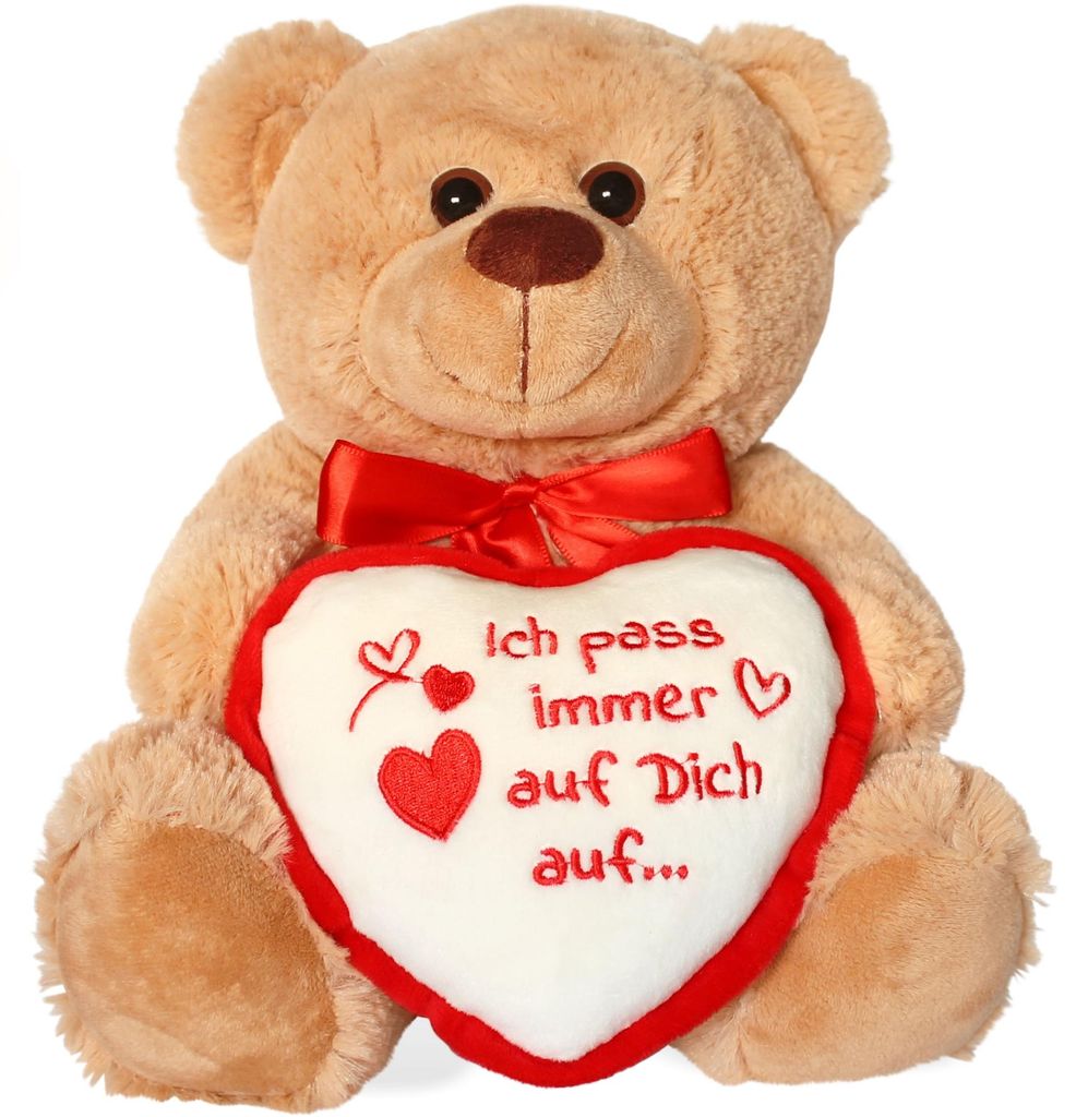 Teddybär mit Herz Ich pass auf Dich auf braun 25 cm Produktbild 