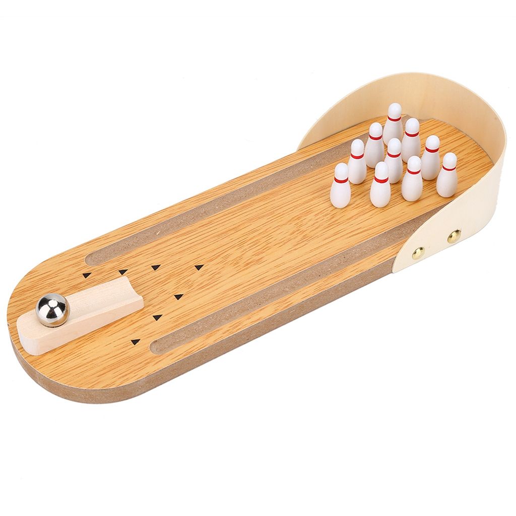 Tisch Mini Bowling Spiel Set Holz Desktop Dekoration Kinder Produktbild 