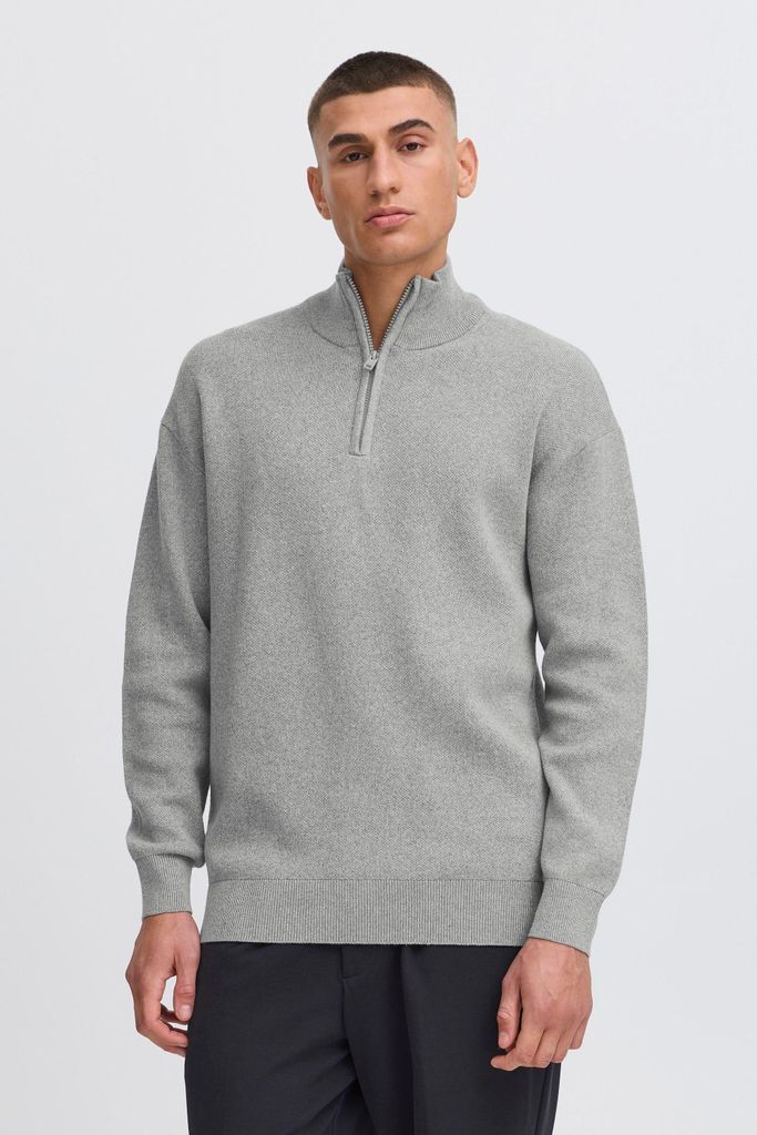!SOLID SDFINNET Herren Strickpullover Troyer Feinstrick Pullover Baumwollmischung relaxed fit