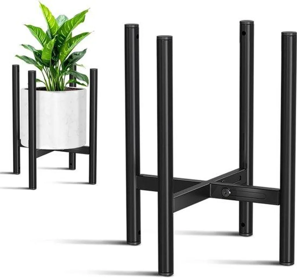 Support à fleurs réglable 20-30 cm en métal noir - Modèle Duo Design