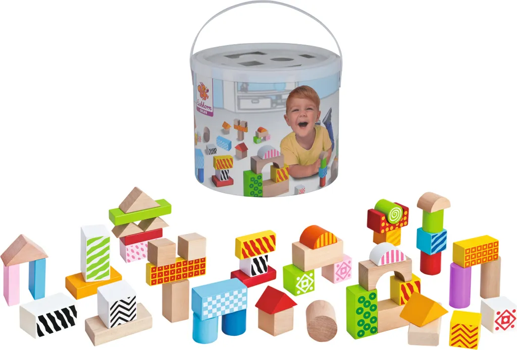 Jeu de Construction Premier Âge en Bois avec 50 Cubes et Formes Variées - 8