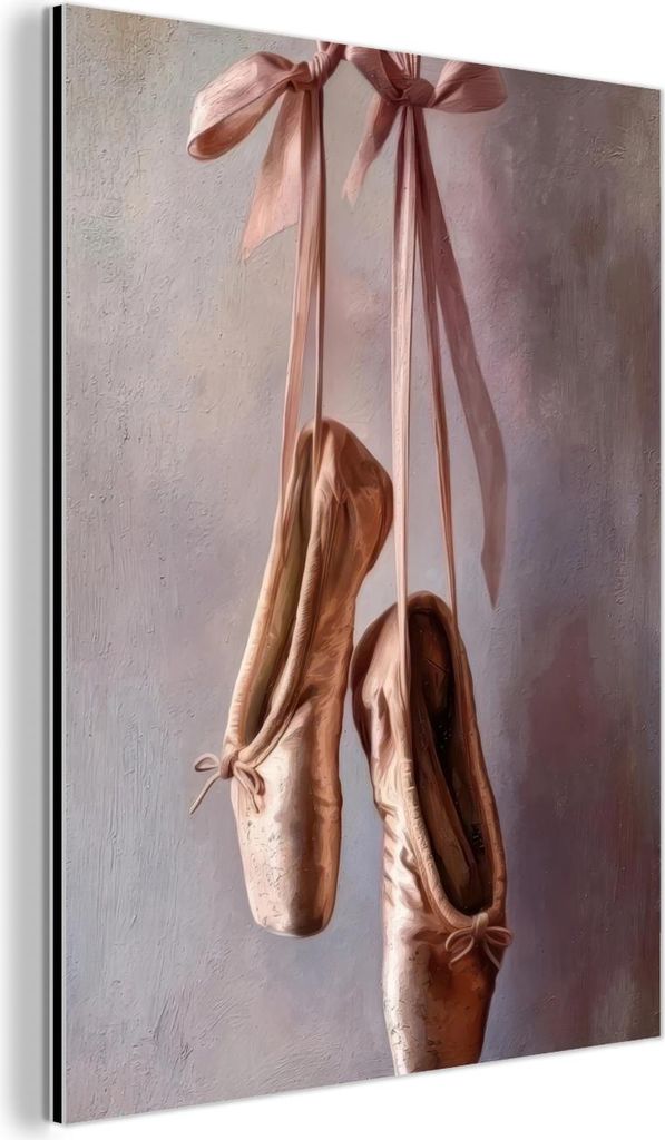 MuchoWow Wanddekoration Metall Metallbild Wandkunst 60x80 cm Ballettschuhe - Satin - Erdtöne MuchoWow Aluminium Gemälde - Wanddekoration Metall