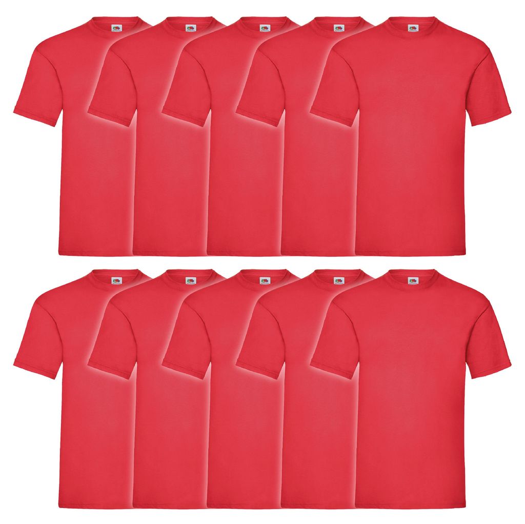 10er Pack Fruit of the Loom Valueweight T-Shirt Farbe: rot Produktbild 