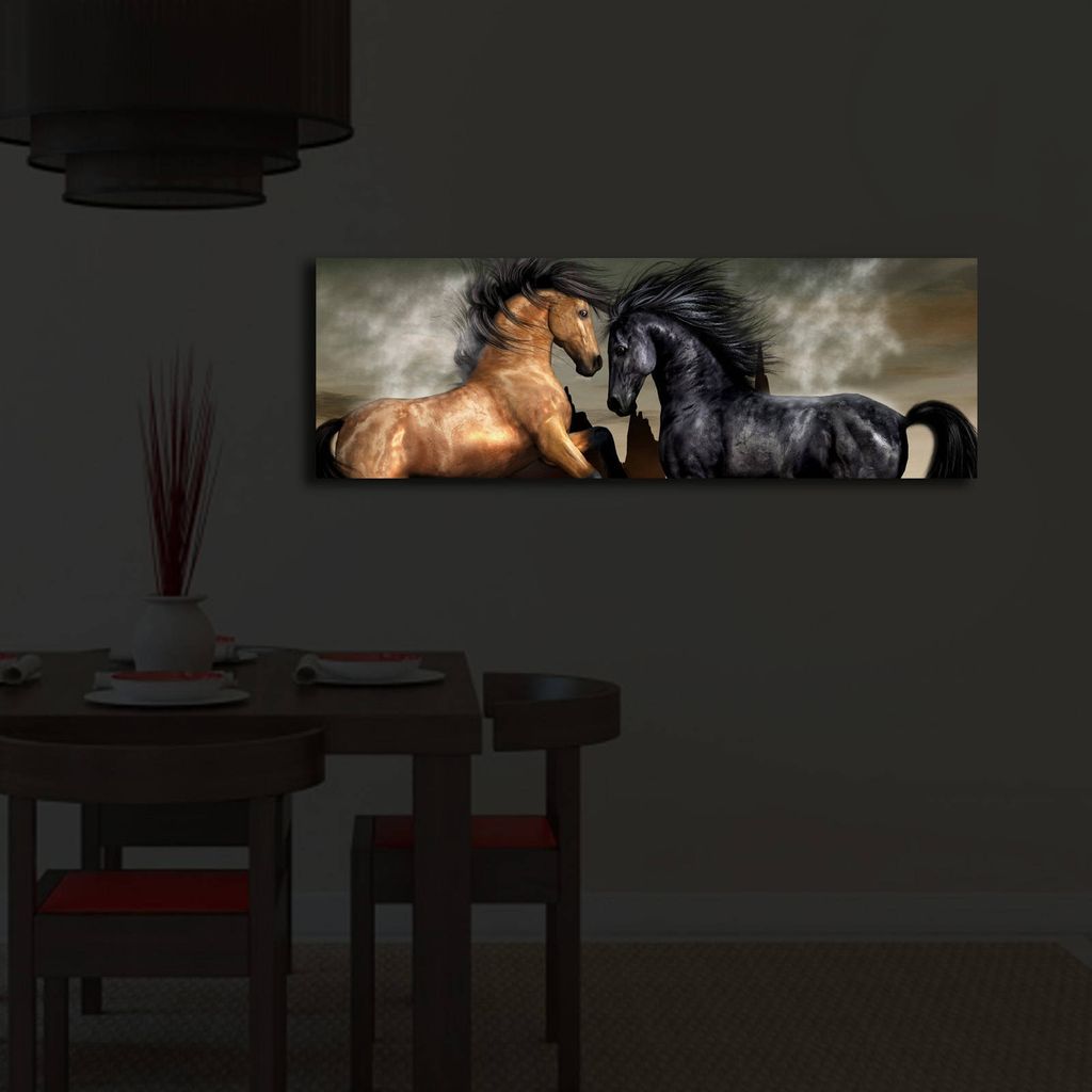 Opviq, 3090İACT- SHN3219, Bunt, Leinwandbilder, 30 x 90 cm, 100% Wildleder -Leinwand