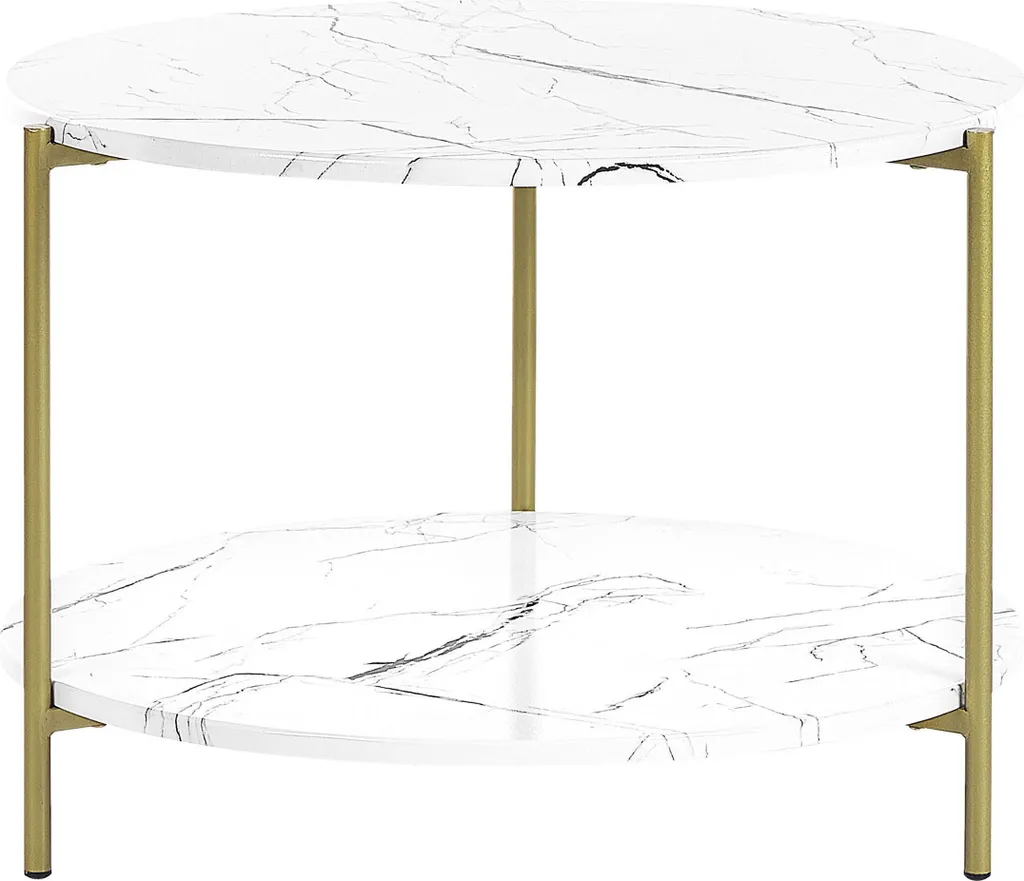 Table basse BELIANI ⌀ 50 cm en bois et métal noir pour salon moderne