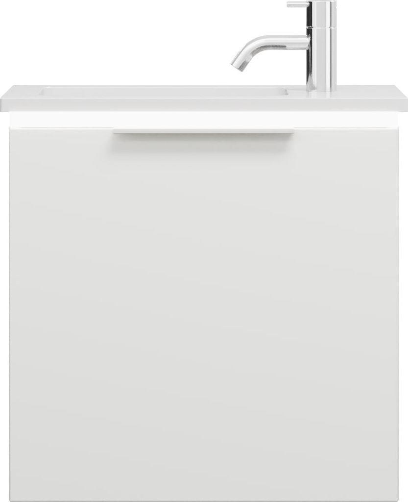 burgbad Eqio Mineralguss-Waschtisch inklusive Waschtischunterschrank mit LED-Beleuchtung, 520x310x518mm, SHCJ052F6582C0001G0146