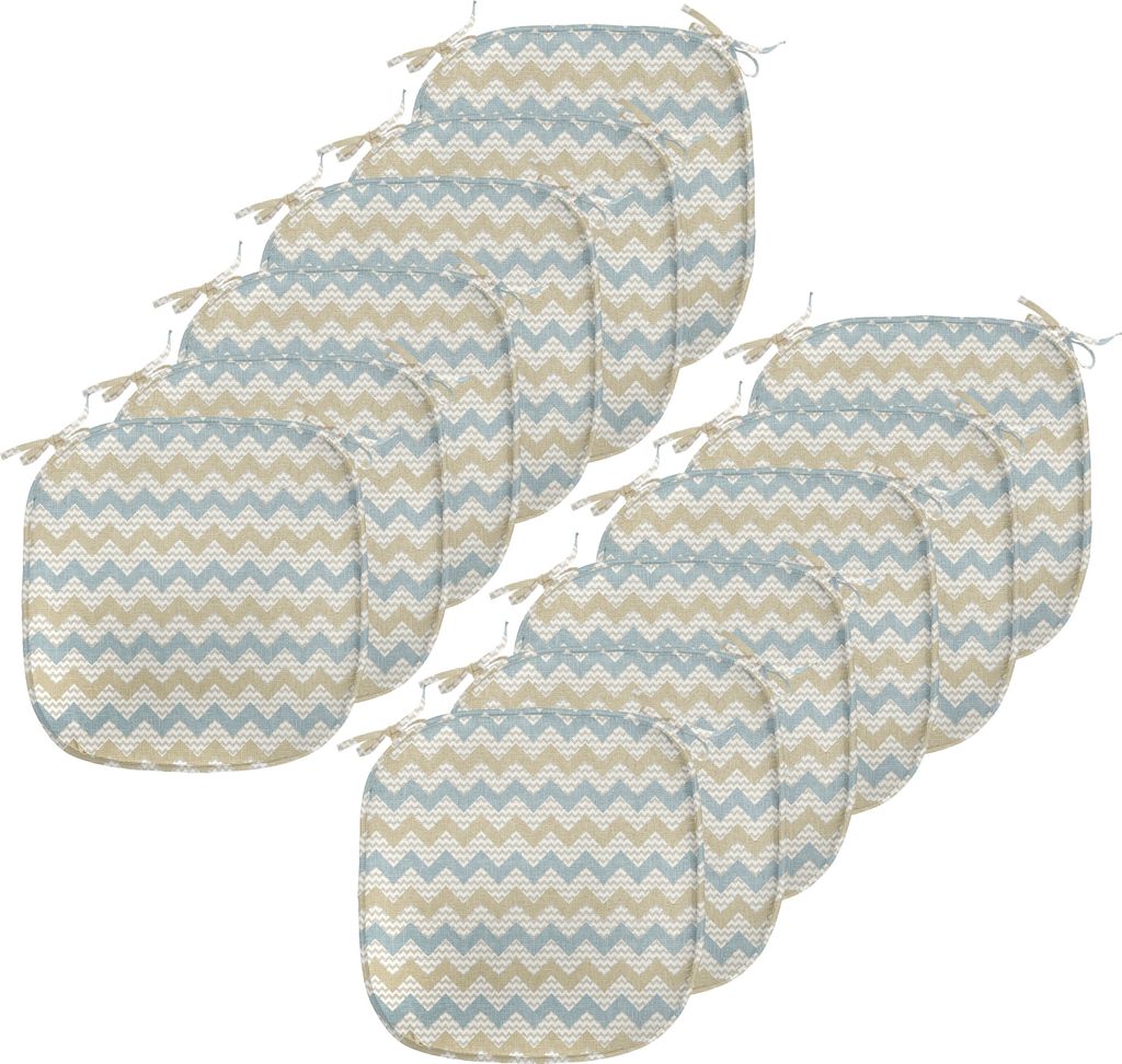 ABAKUHAUS Beige Polster für Esszimmerstühle, Herringbone Line Pattern, Dekoratives wasserfestes Kissen mit Riemen für Küchensitze, 40 cm x 40 c...