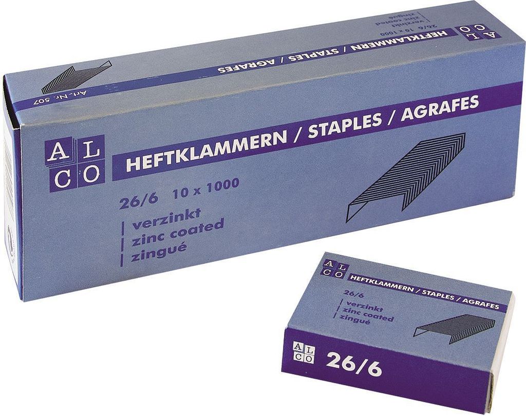 Heftklammern Stahl verzinkt 26/6 VE=10x1000 Stück