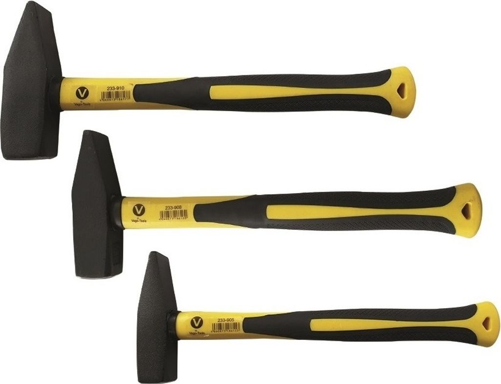 Schlosserhammer Hammer Hämmer 300/800/1000g 3 tlg Set Fiberglasstiel