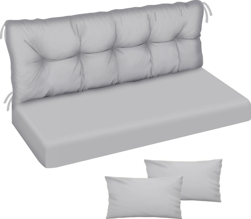 Auflage für Hollywoodschaukel 100x50x50 Gartenbankauflage Bank Sitzkissen Rückenkissen Polsterauflage Matratze Gartenpolster, Glatt-Pik Grau [133]
