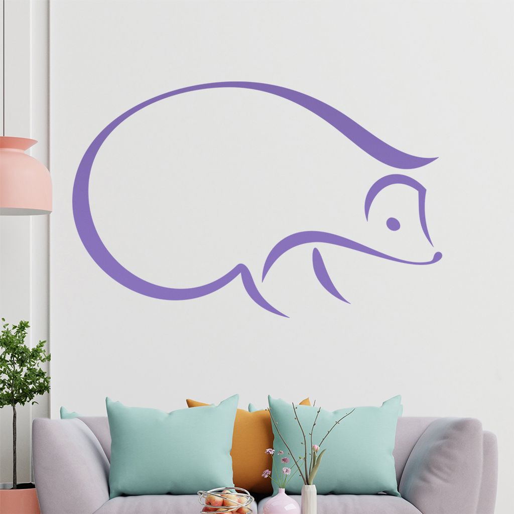 igel Linien Wandtattoo in 6 Größen - Wandaufkleber Wall Sticker - Dekoration, Küche, Wohnzimmer, Schlafzimmer, Badezimmer