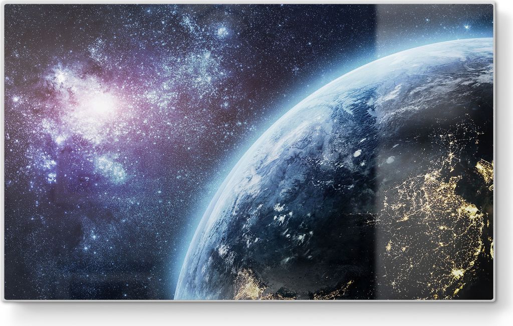 DEQORI Frühstücksbrett Glas 23x14 cm 'Blick aus dem All' Schneidebrett Schneideplatte