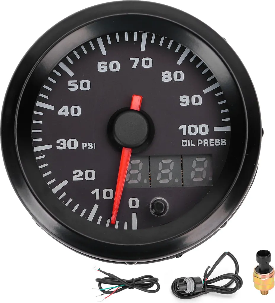 Manomètre Pression Huile 100 PSI à Affichage LED 7 Couleurs et Capteur