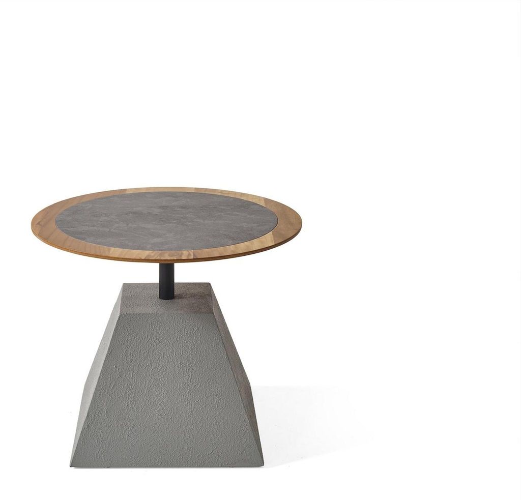 Couchtisch Holz Rund Beistell Design Silber Tisch Möbel Wohnzimmer Neu