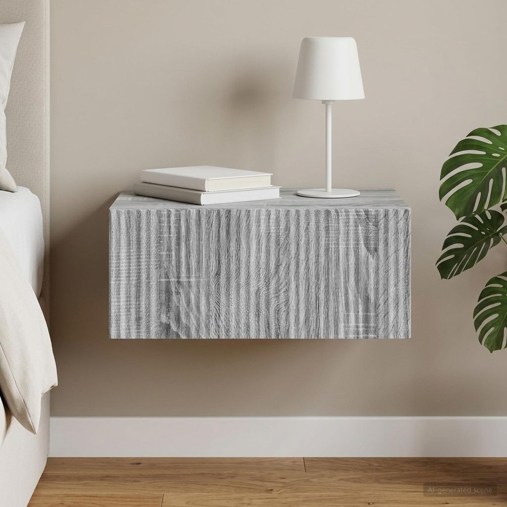 vidaXL Comodino da parete, colore Sonoma grigio, 49 x 34,5 Immagine del prodotto 
