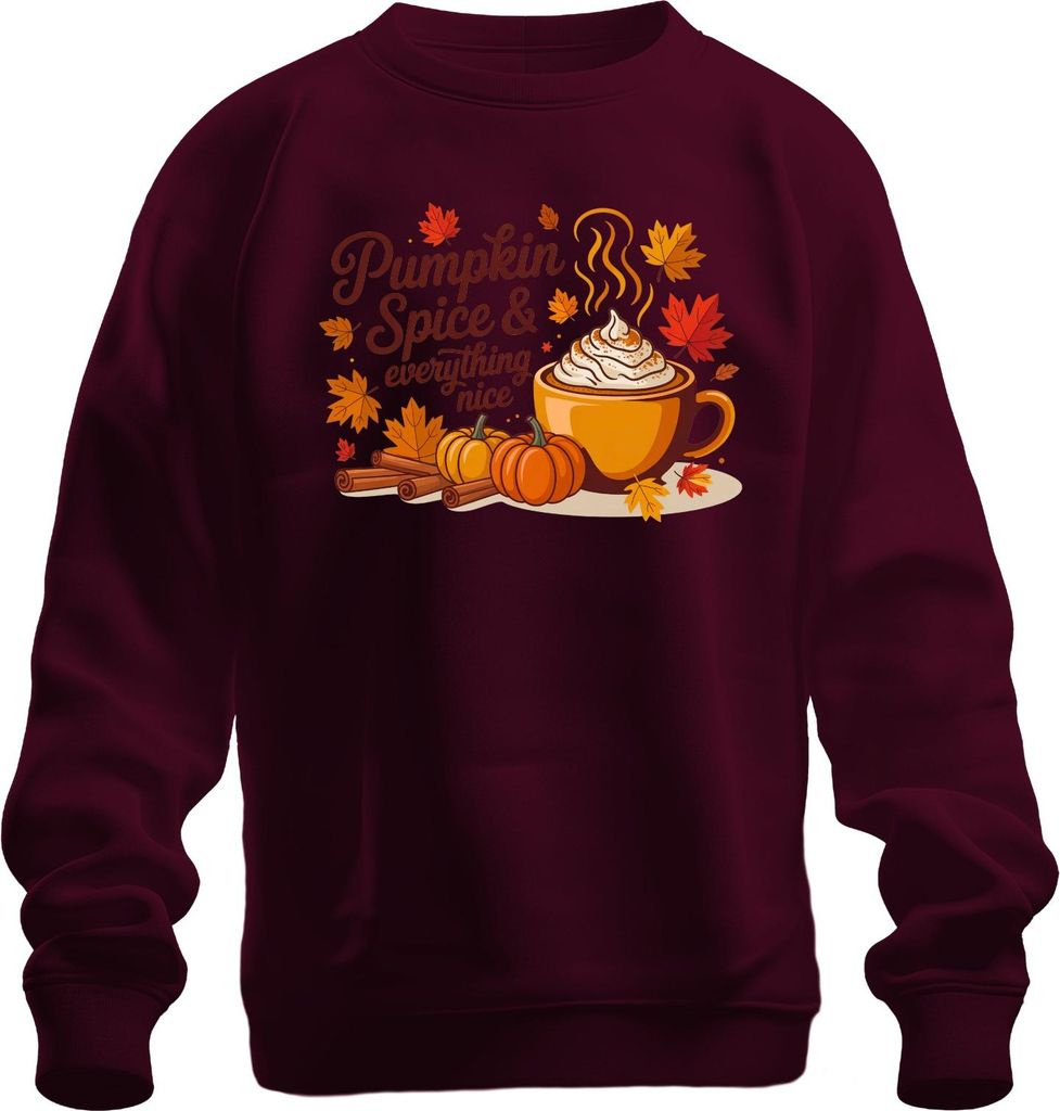 Pumpkin Spice Latte Kürbis Zimt Herbst Kaffee gemütlich Blätter Uni Sweatshirt Pullover, Burgundy, 3XL