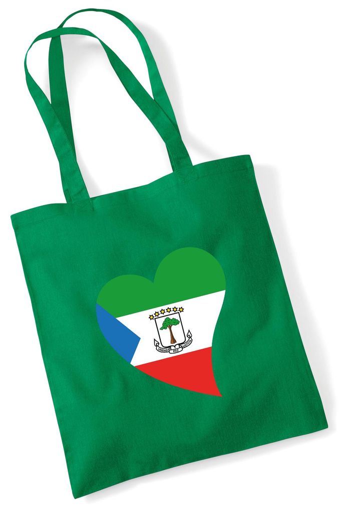 Huuraa Jutebeutel Äquatorialguinea Flagge Herz 10 Liter Kelly Green Baumwolle Tasche Geschenkidee