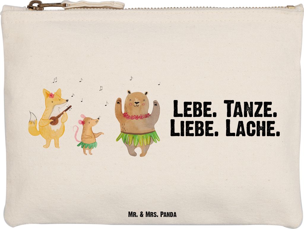 Mr. & Mrs. Panda Pouch Waldtiere Aloha Größe M - Weiß - Geschenk, Hase, Lustige Sprüche, Musik, Wald, Igel, Federtasche, Tanzen, Schlampermäpp...