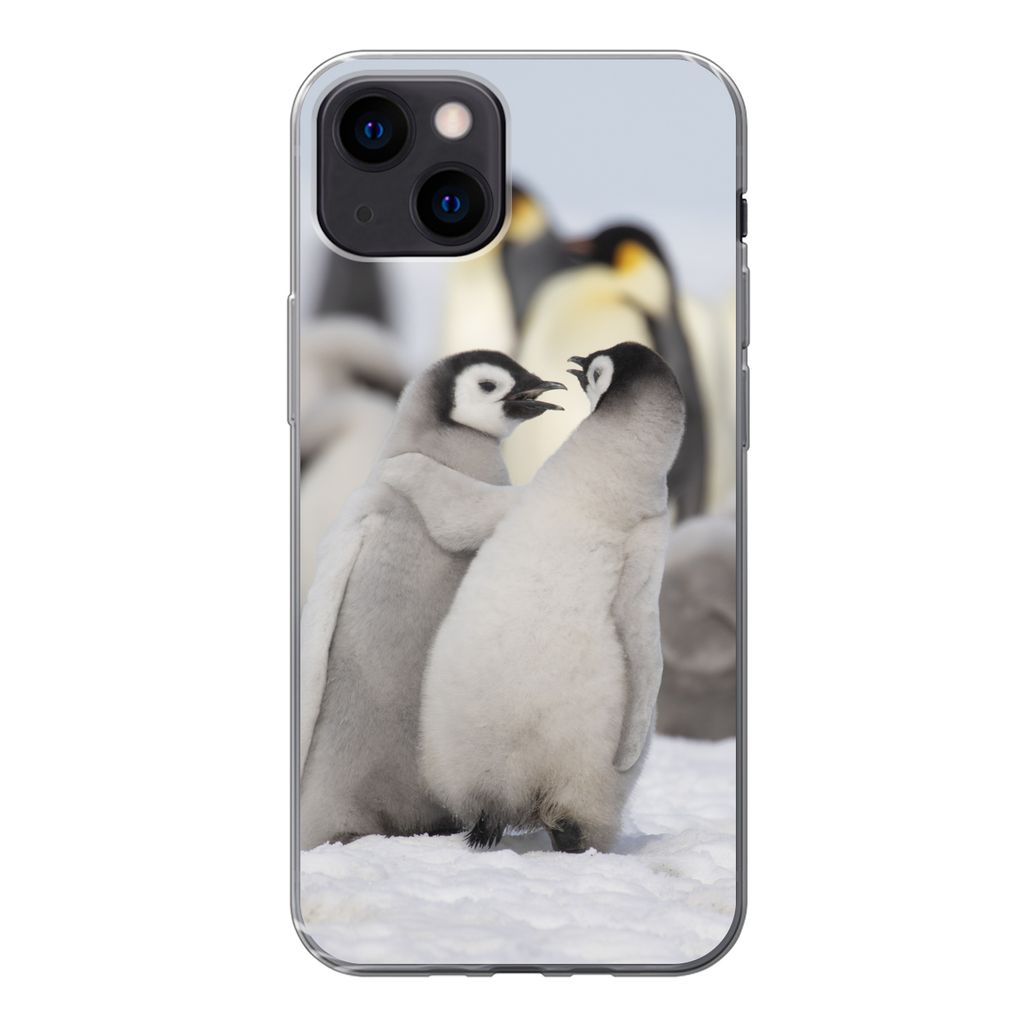 MuchoWow Handyhülle Schutzhülle Hülle für iPhone 13 mini Pinguine - Schnee - Tiere Silikon Softcase Handy Hülle - Softcase