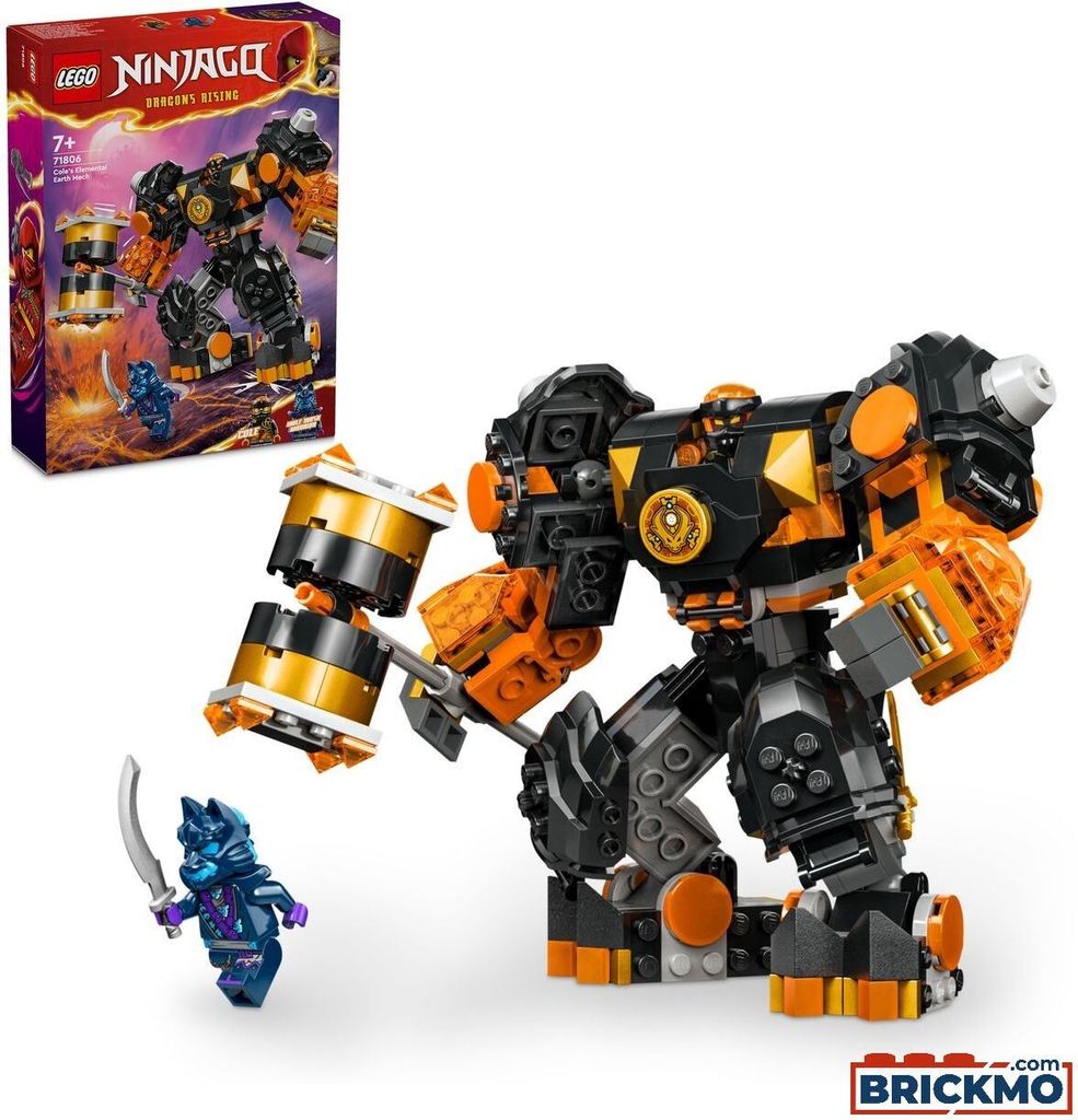 LEGO NINJAGO Mech żywiołu ziemi Cole'a, Figurka Akcji,