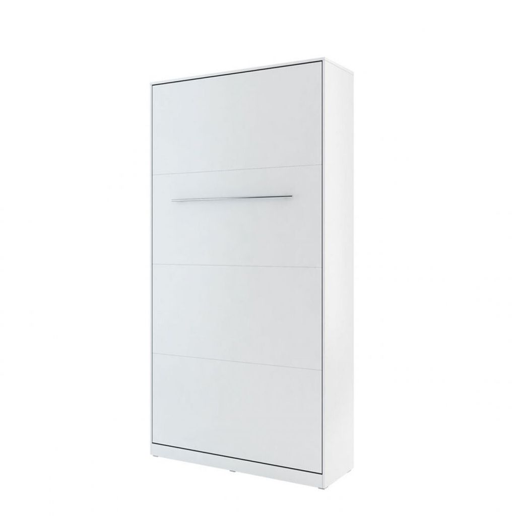 MIRJAN24 Schrankbett Concept Pro CP-03 Vertical, Wandklappbett inkl. Lattenrost, Schrank mit Klappbett (90x200 cm, Weiß Matt / Weiß Matt)