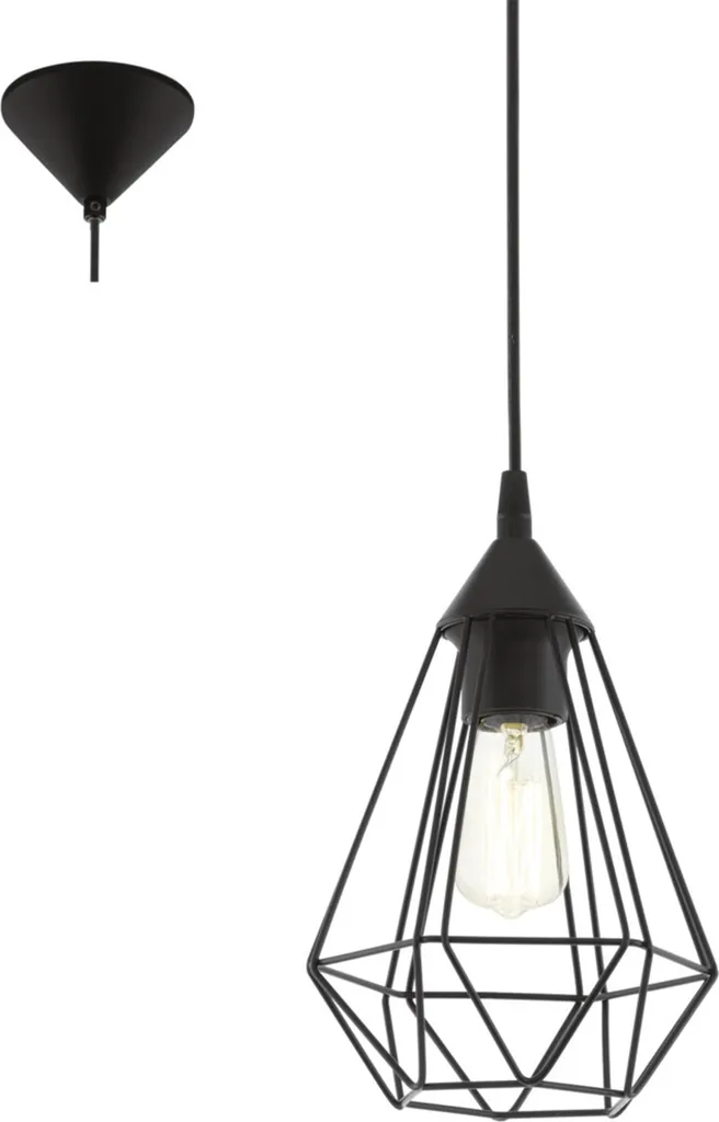 Lampada a Sospensione Vintage Eglo Tarbes 94187 Nera | Design Loft