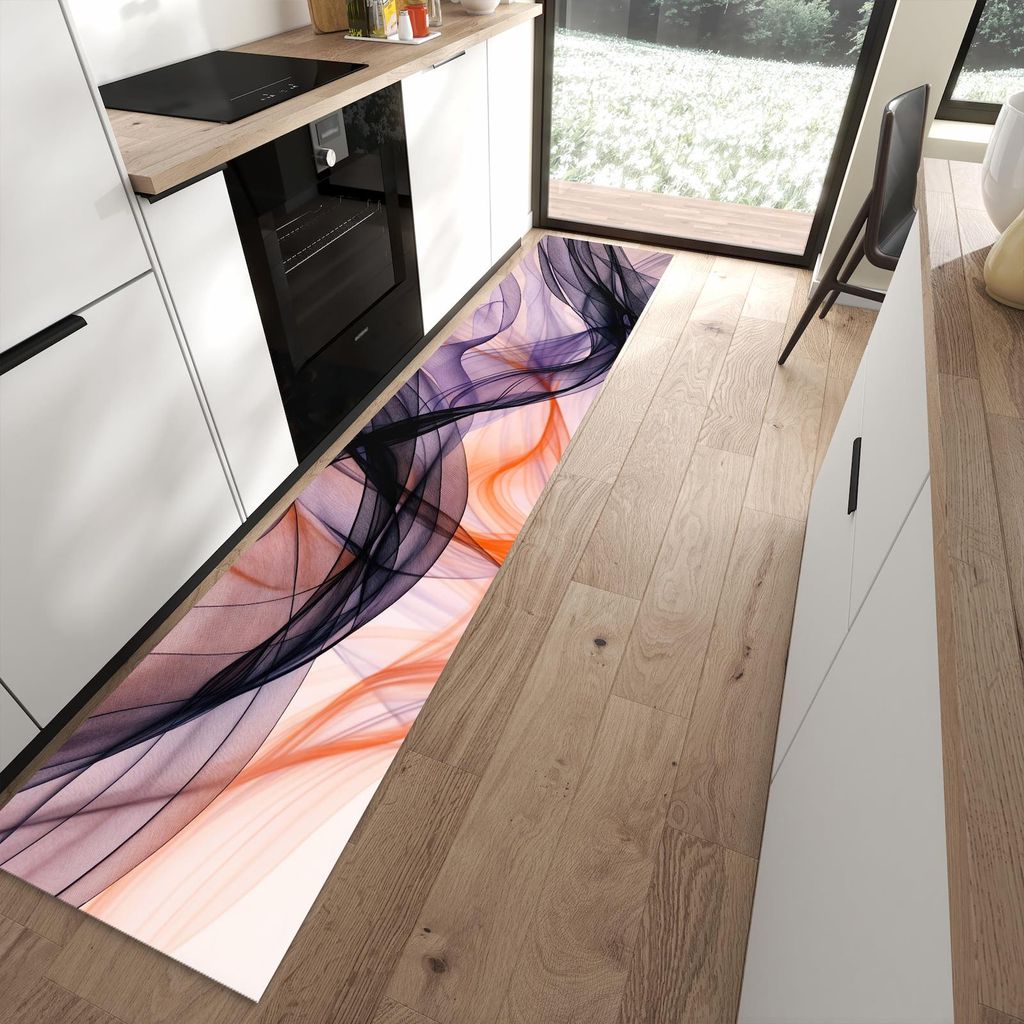 Küchenteppich 60x300cm rutschfest & abwischbar PVC Läufer - Abstrakte Bewegung
