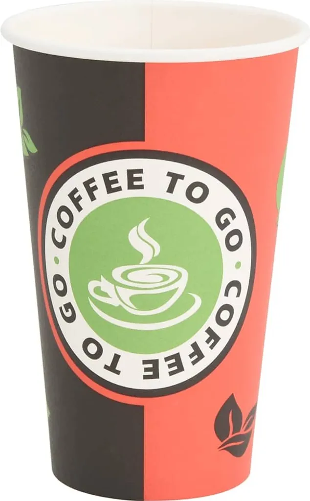 1000 Bicchieri Carta 16oz 400ml vidaXL Rosso e Nero per Bar e Asporto