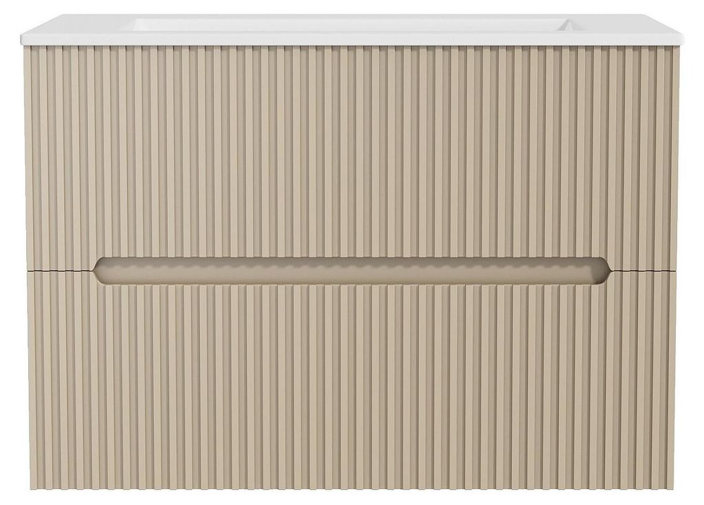 Hängender Badezimmerschrank mit Einbauwaschbecken – Beige gestreift – 80 cm – PAVANI