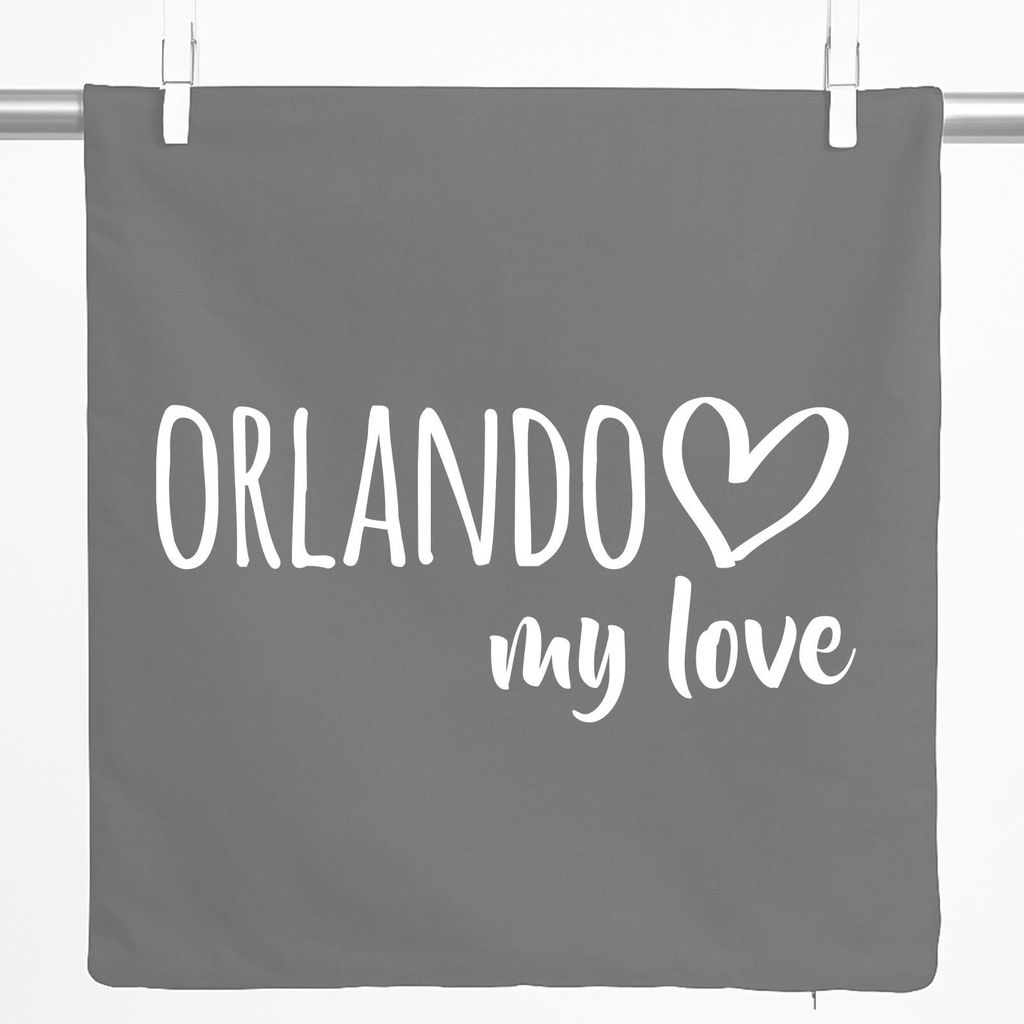 Huuraa Kissenbezug Orlando my love 40x40cm Steel Grey Baumwolle Dekokissenbezug Geschenkidee