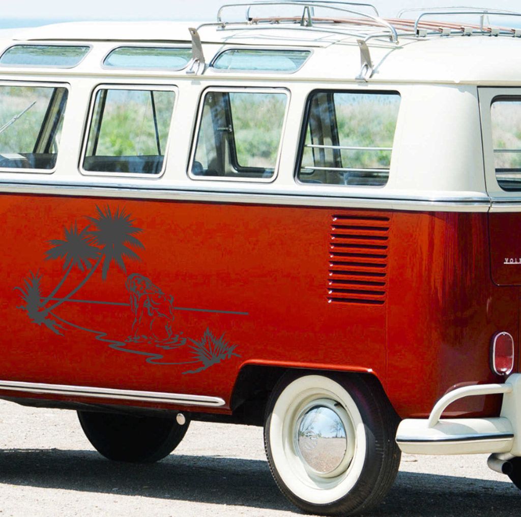 Aufkleber - Autoaufkleber "Beach Girl" 86cm x 60cm Graphit metallic - Tuning Carystyling Heckscheibe Auto